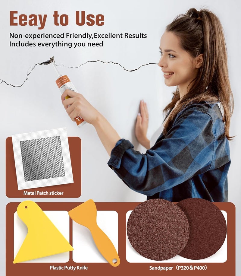 NINGOO Drywall Repair Kit,Wall Patch Repair Kit,2 Pack Wall Patching Agent,Simple Filling of Wall Holes & Efficient Crack Repair, Plaster Wall Repair,Apartment Friendly - Image 5